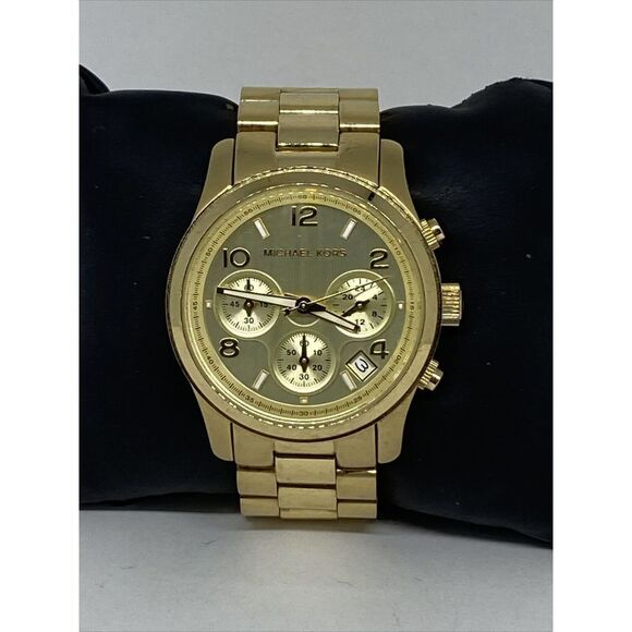 Michael Kors Runway MK5055 Unisex Gold Stainless Steel Analog Dial Watch WFH98 - Picture 1 of 12